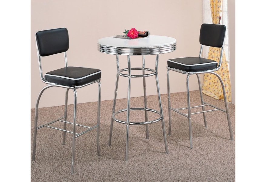 Coaster Cleveland 50 S Soda Fountain Chrome Bar Table Rife S Home Furniture Pub Tables