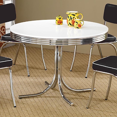 Coaster Cleveland Round Chrome Plated Dining Table Furniture Coaster Cleveland Round Chrome Plated Dining Table