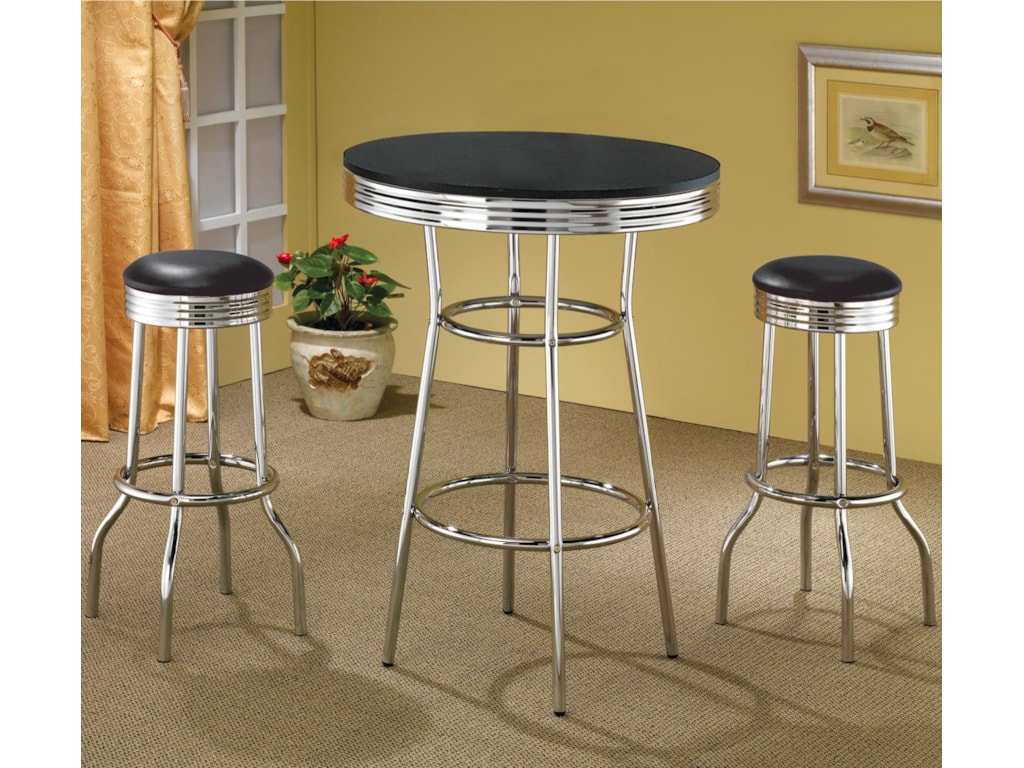 Coaster Cleveland 3 Piece Chrome Plated Bar Set Miskelly Furniture Coaster Cleveland 3 Piece Chrome Plated Bar Set