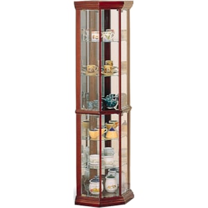 Coaster Curio Cabinets 3393 Solid Wood Cherry Glass Corner Curio Cabinet With 6 Shelves Miller Home Curio Cabinets