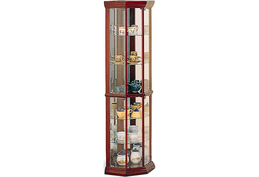 Coaster Curio Cabinets 3393 Solid Wood Cherry Glass Corner Curio