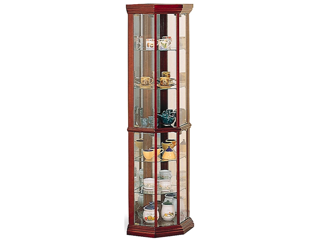 Coaster Curio Cabinets Solid Wood Cherry Glass Corner Curio