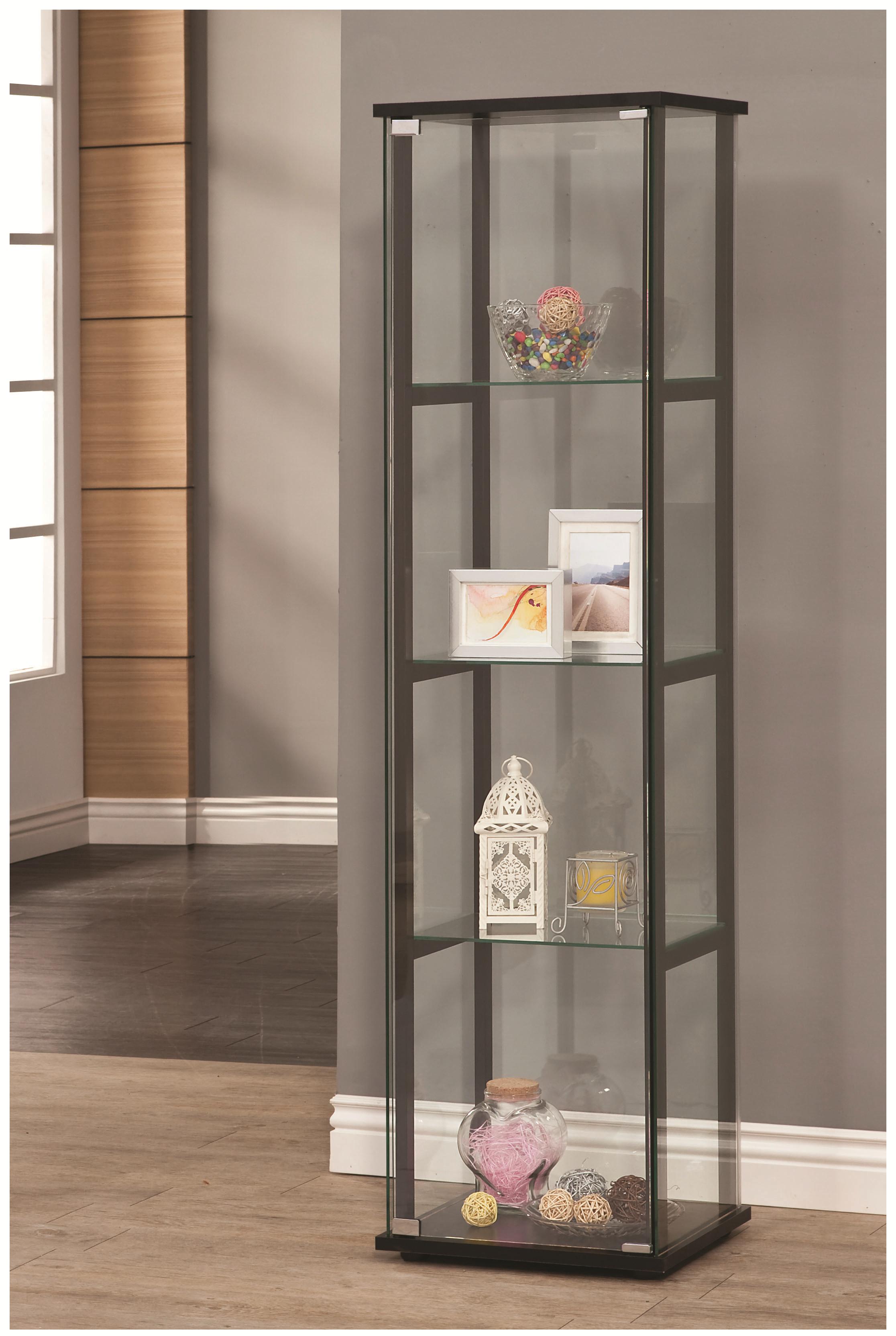 4 Shelf Contemporary Glass Curio Cabinet