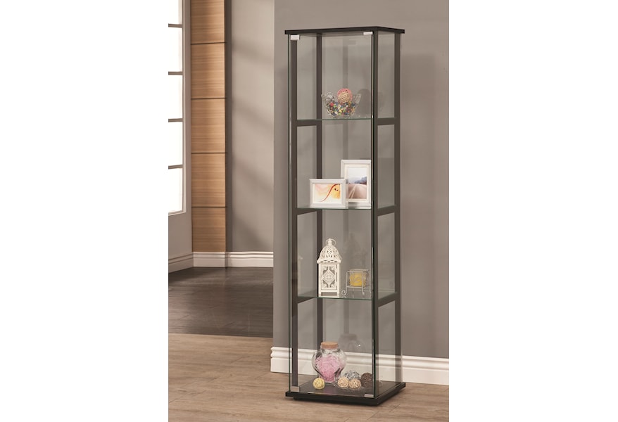 Coaster Curio Cabinets 4 Shelf Contemporary Glass Curio Cabinet