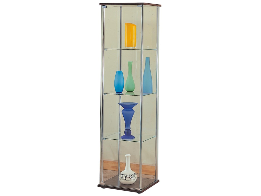 Coaster Curio Cabinets 950172 4 Shelf Gl Cabinet With Curio Cabinets 4 Shelf Gl Cabinet With Cuccino Top Bottom By Coaster
