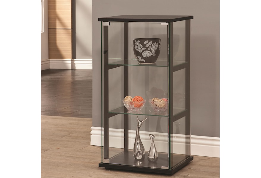 black glass corner curio cabinet