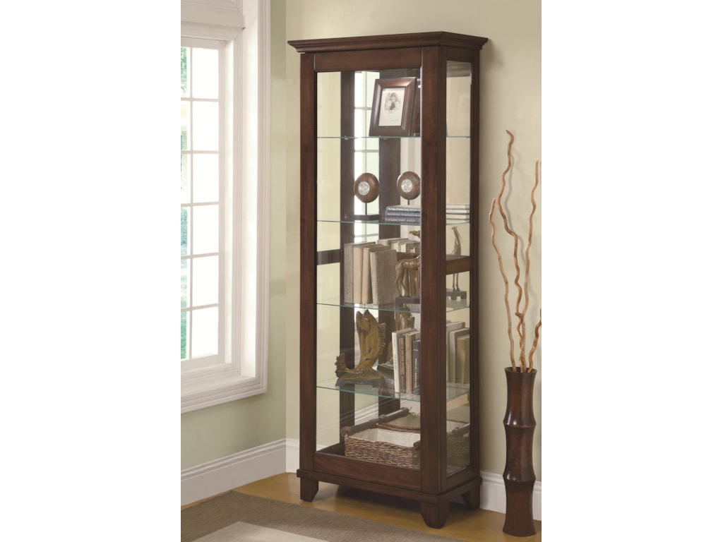 Coaster Curio Cabinets 5 Shelf Curio Cabinet With Mirrored Back Can Lighting A1 Furniture Mattress Curio Cabinets