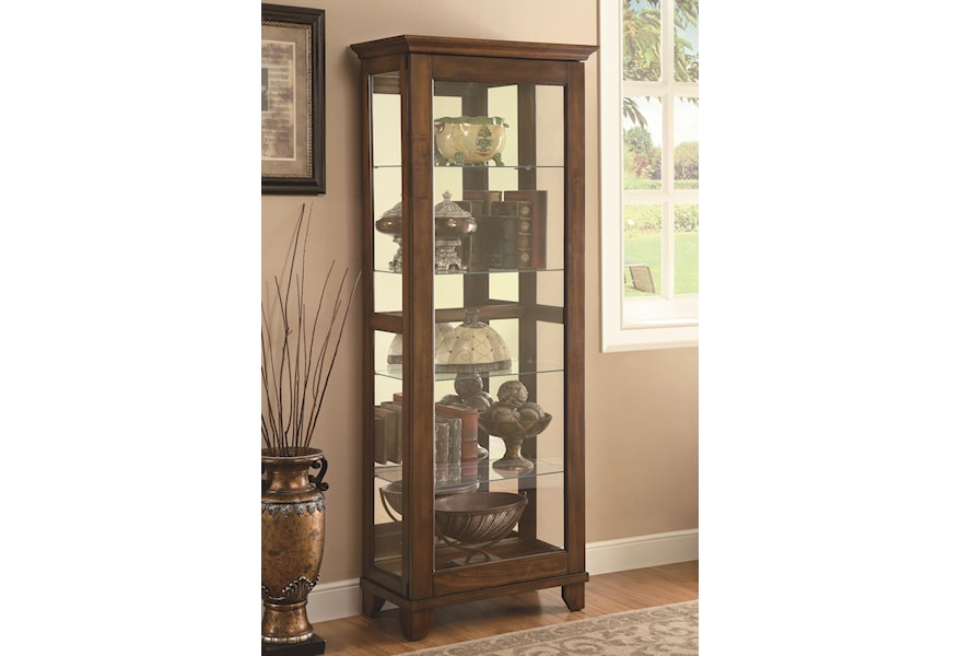 Coaster Curio Cabinets 5 Shelf Curio Cabinet With Warm Brown