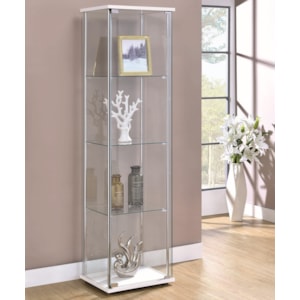 Coaster Curio Cabinets Contemporary White Glass Curio Cabinet Pedigo Furniture Curio Cabinets