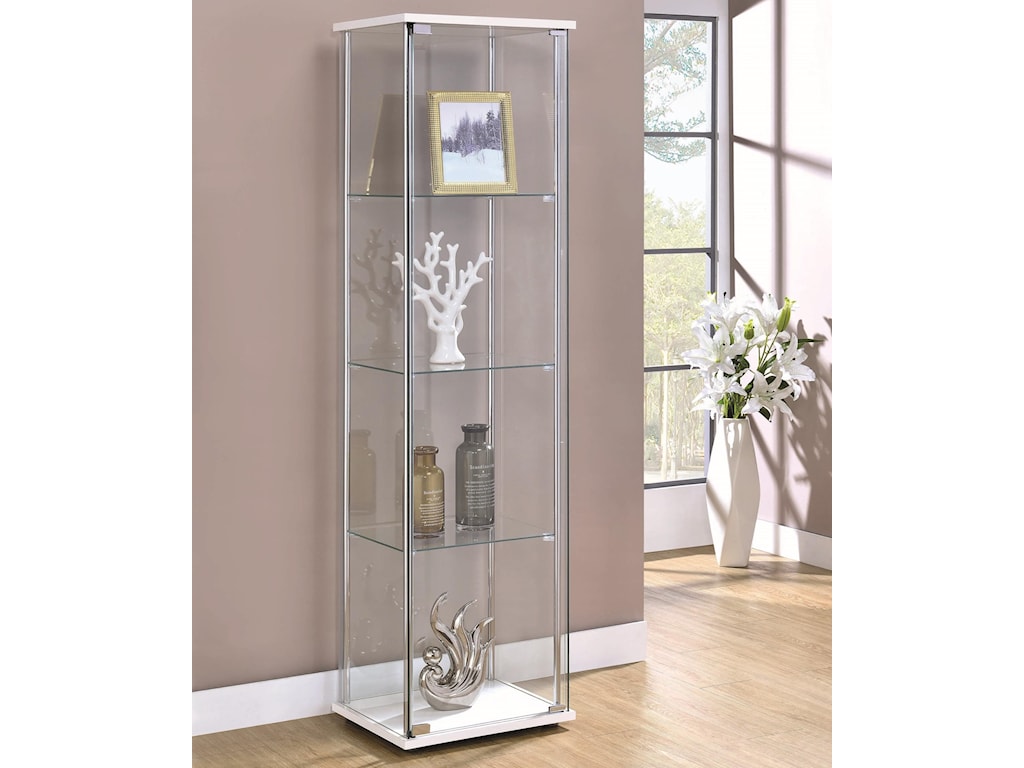 Coaster Furniture Curio Cabinets 951072 Contemporary White Glass