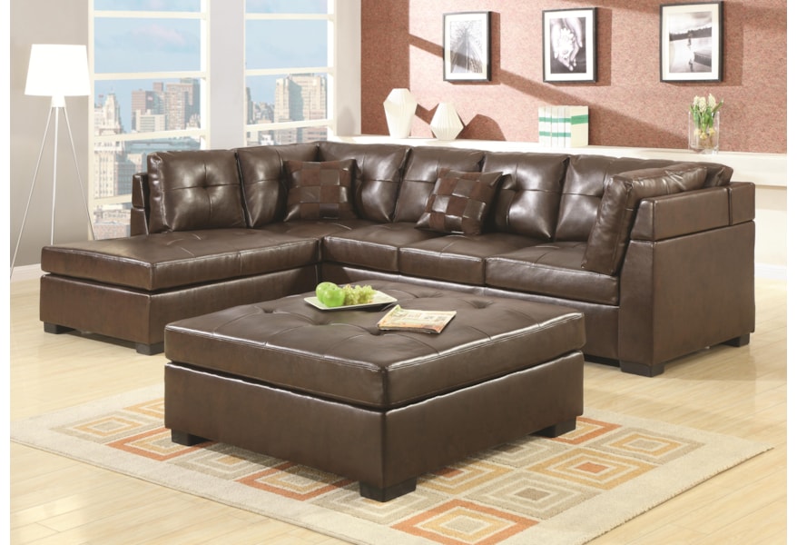 Darie Leather Sectional Sofa With Left Side Chaise By Coaster At Dunk Bright Furniture Darie Leather Sectional Sofa With Left Side Chaise By Coaster At Dunk Bright Furniture