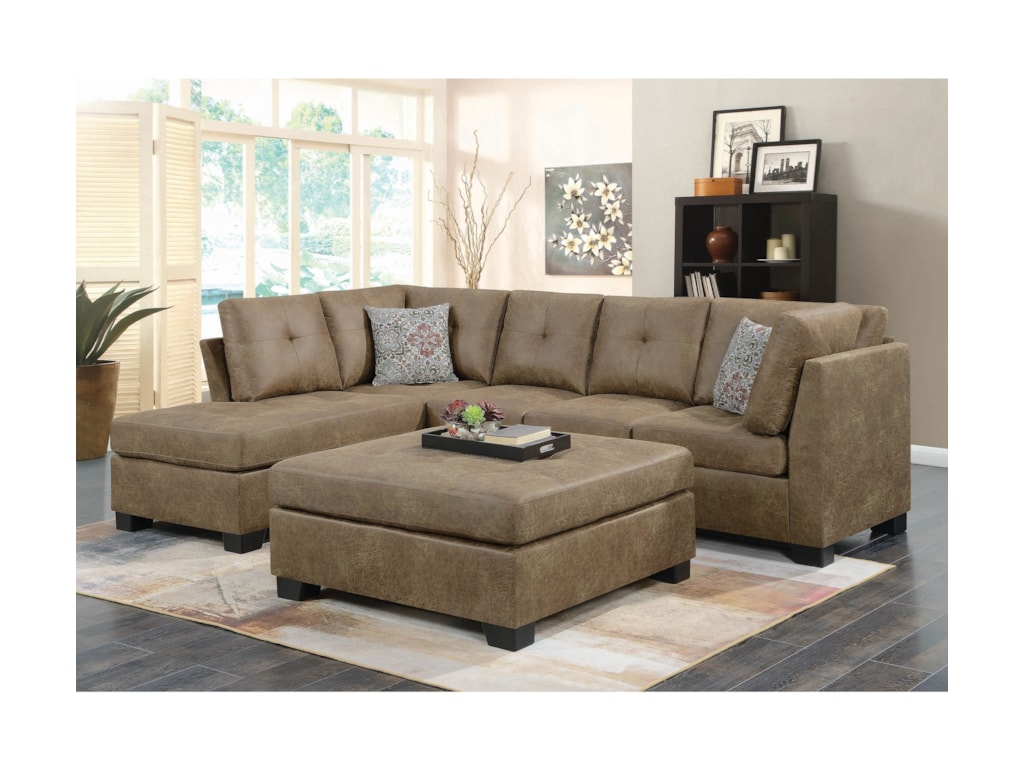Coaster Darie Light Rustic Brown Microfiber Sectional With Coaster Darie Light Rustic Brown Microfiber Sectional With