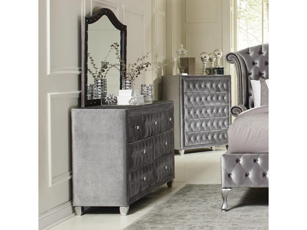 Coaster Deanna Upholstered Dresser With Six Drawers And Faceted