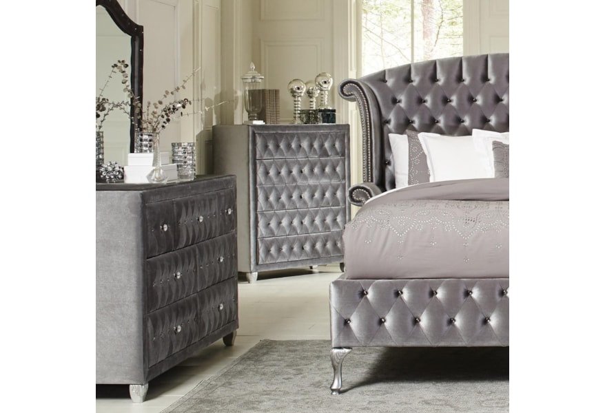 Coaster Deanna Upholstered Chest With Five Drawers A1 Furniture Mattress Drawer Chests