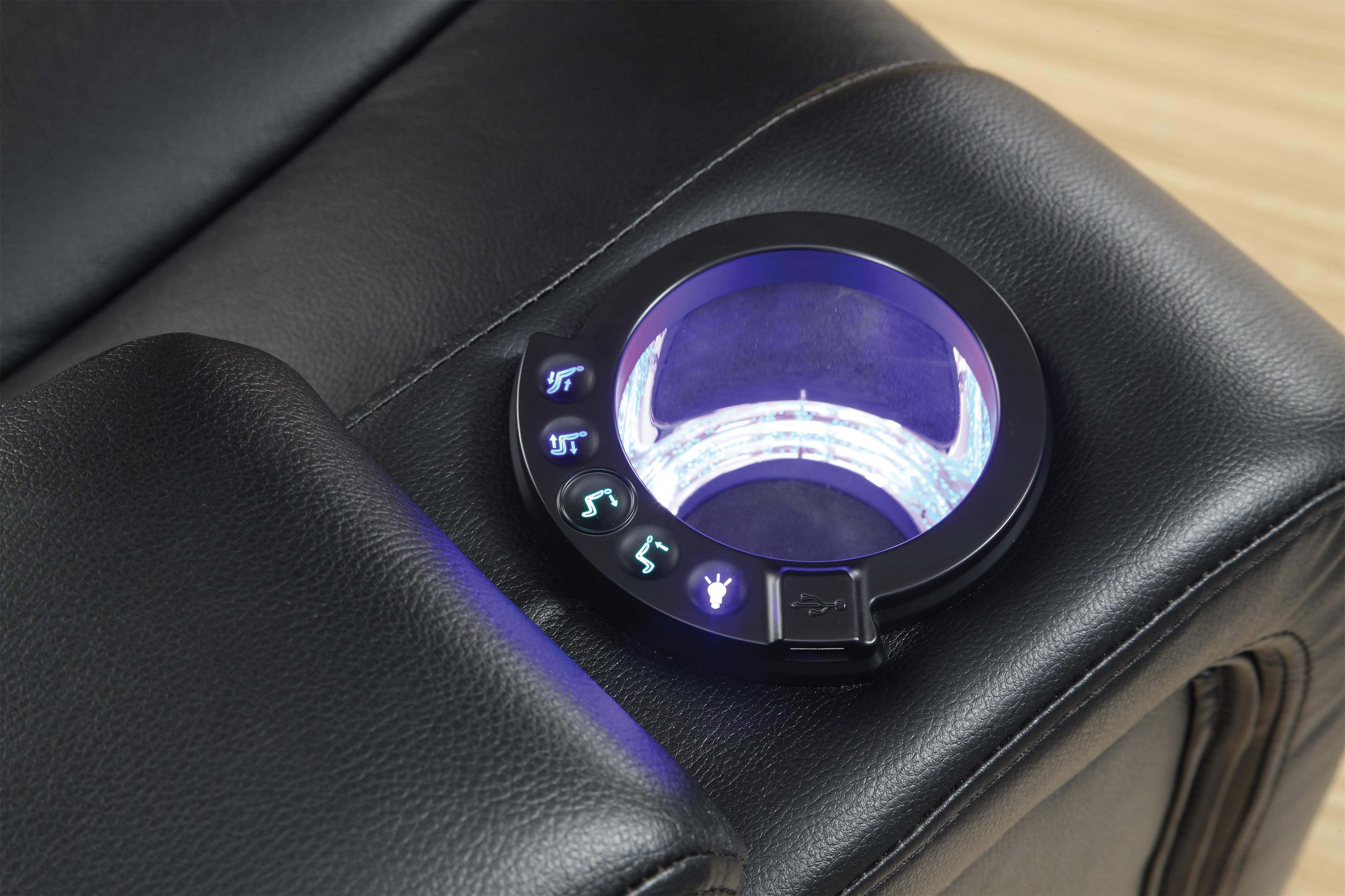 Delange Reclining Power Sofa With Adjustable Headrests Storage In Armrests Sadler S Home Furnishings Reclining Sofa