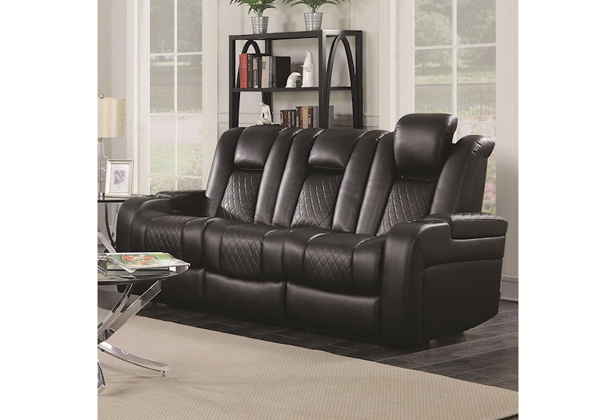 Coaster Delangelo Casual Power Reclining Sofa With Cup Holders Storage Console And Usb Port Value City Furniture Reclining Sofas