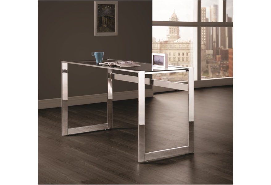 Coaster Contemporary Computer Desk With Chrome Legs A1 Furniture Mattress Table Desks Writing Desks