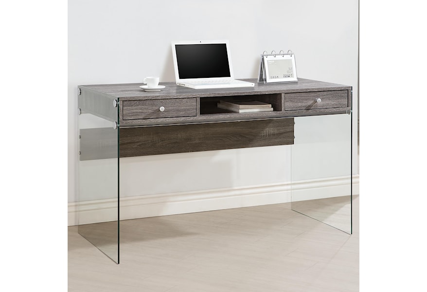 Coaster Modern Computer Desk With Glass Sides Value City