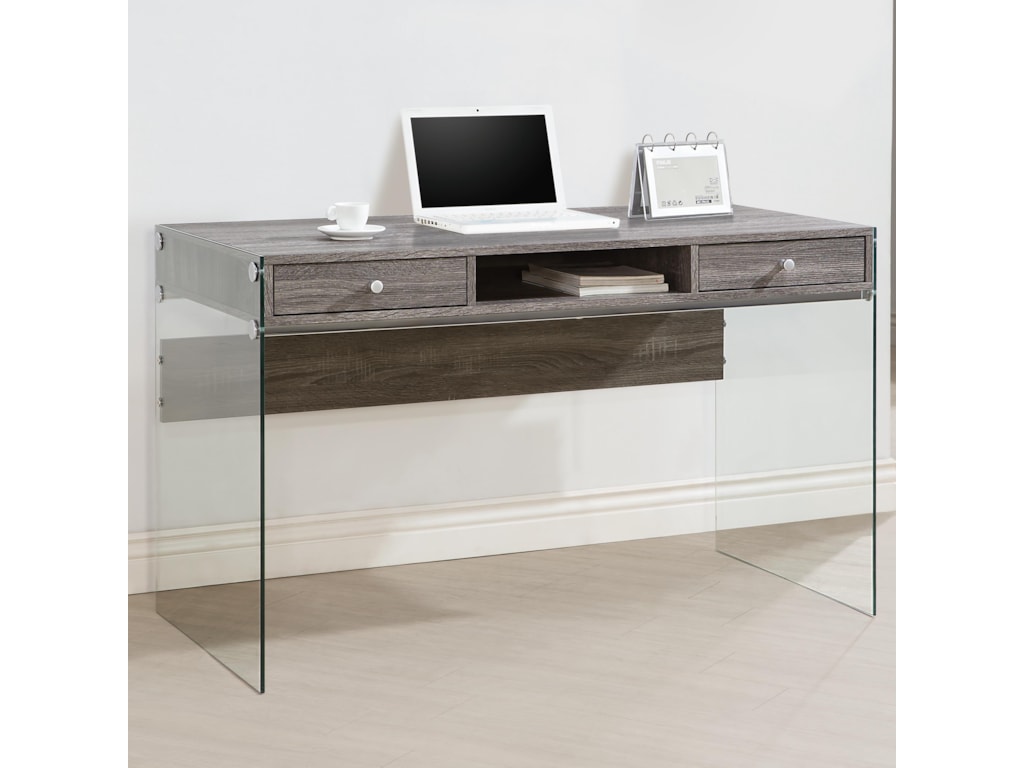 Modern Computer Desk With Gl Sides By Coaster At Miller Home