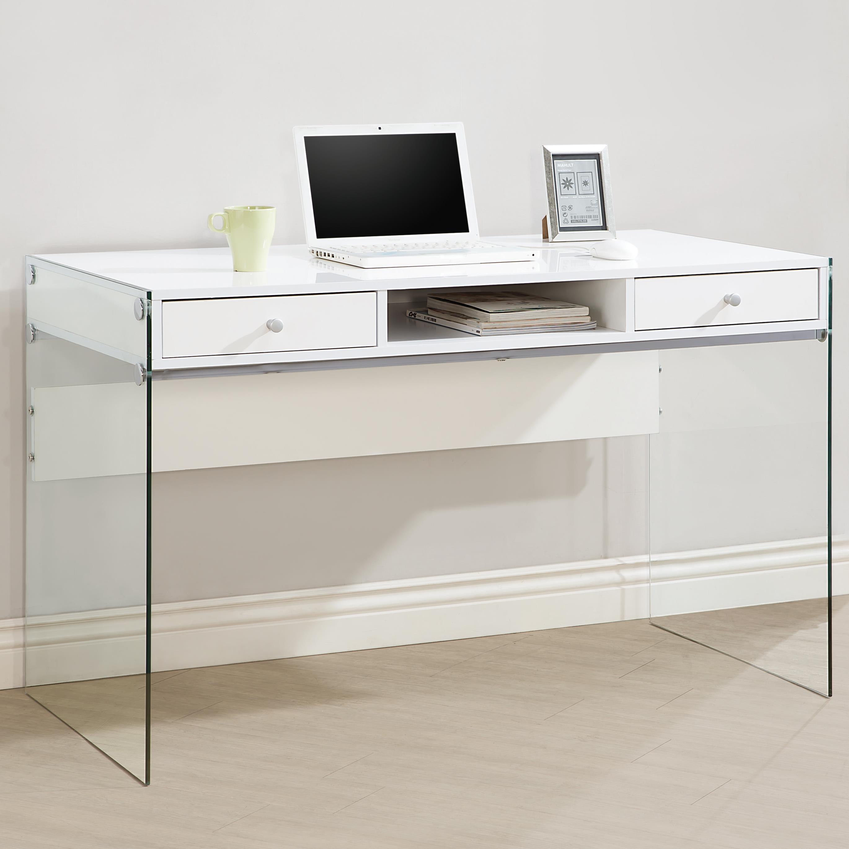 Coaster Modern Computer Desk With Glass Sides Furniture