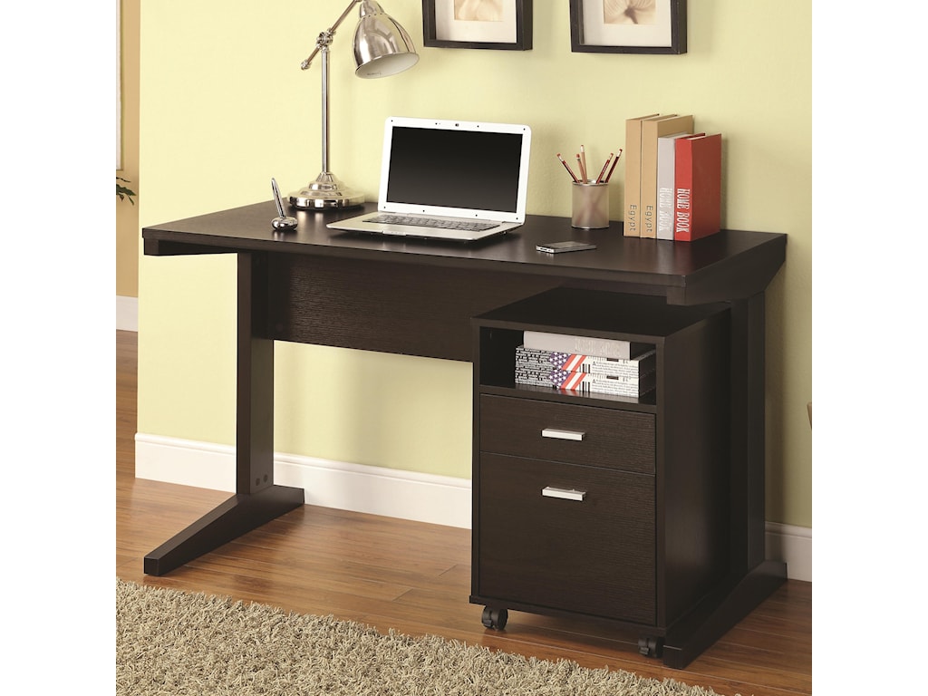Coaster 2 Piece Desk Set With Rolling File Cabinet A1