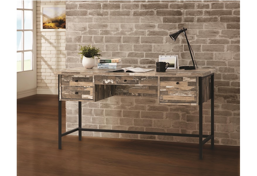 Coaster Rustic Style Writing Desk With Drawers Dream Home