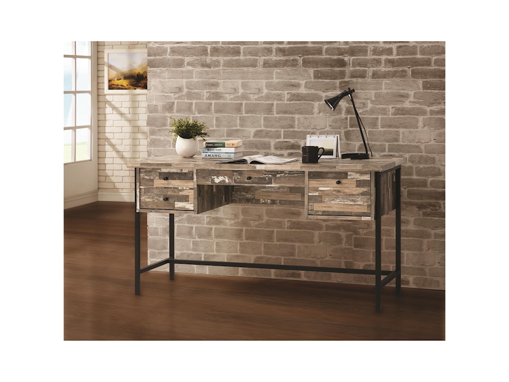 Coaster 801235 Rustic Style Writing Desk With Drawers Sam