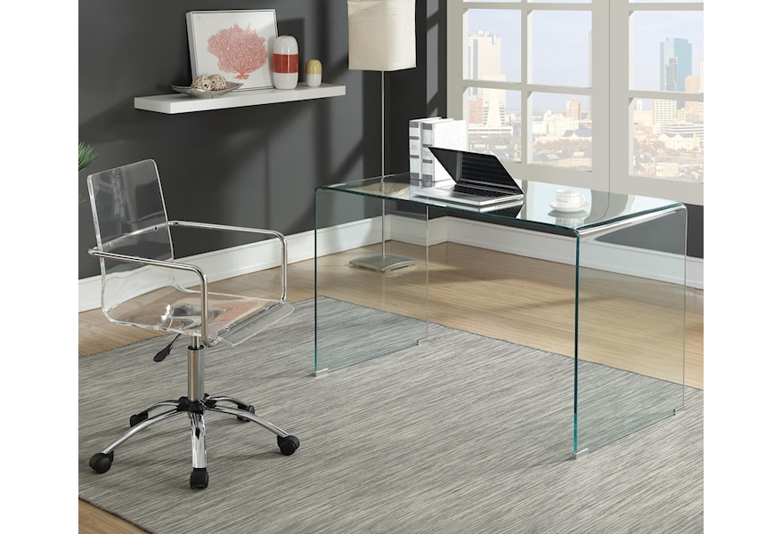 Coaster Contemporary Glass Desk Value City Furniture Table