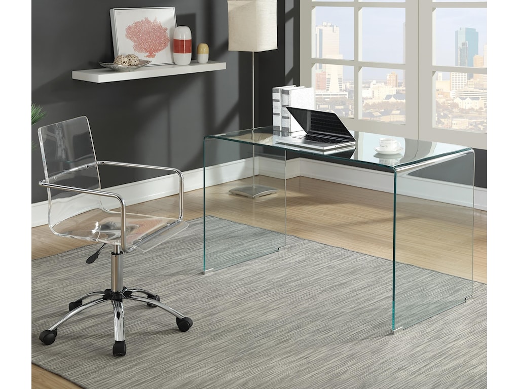 Coaster 801581 436 Contemporary Glass Desk And Acrylic Desk