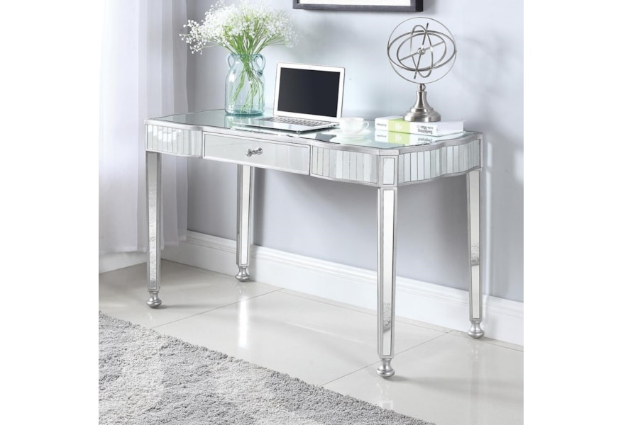Coaster Contemporary Mirrored Writing Desk Pedigo Furniture