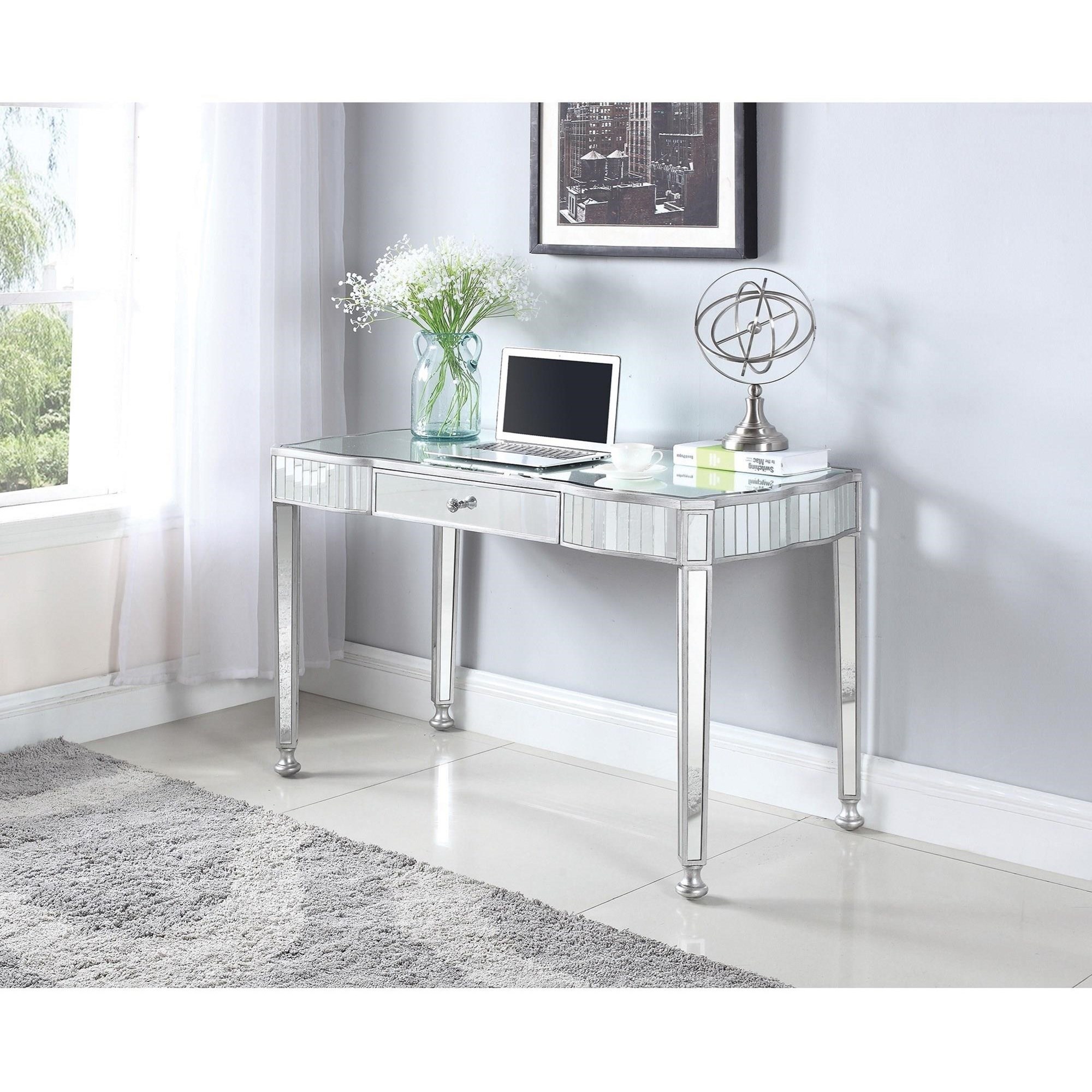 Coaster Contemporary Mirrored Writing Desk Pedigo Furniture