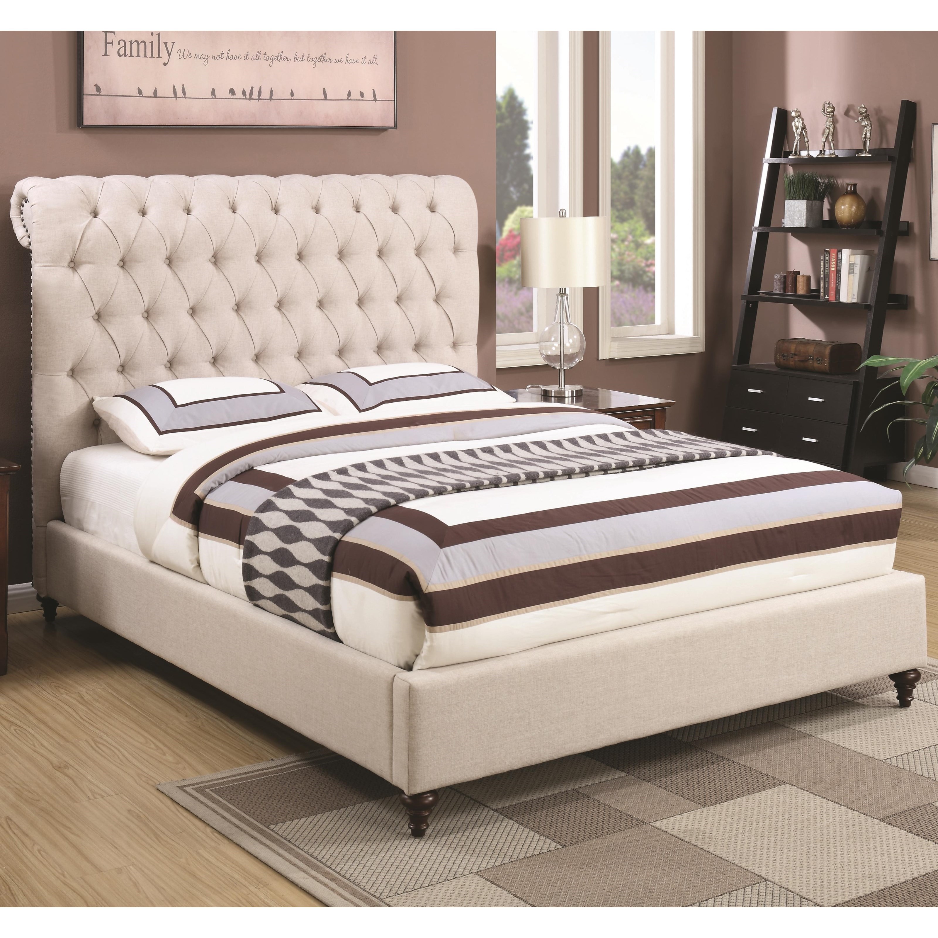 Coaster Devon 300525f Full Upholstered Bed In Beige Fabric