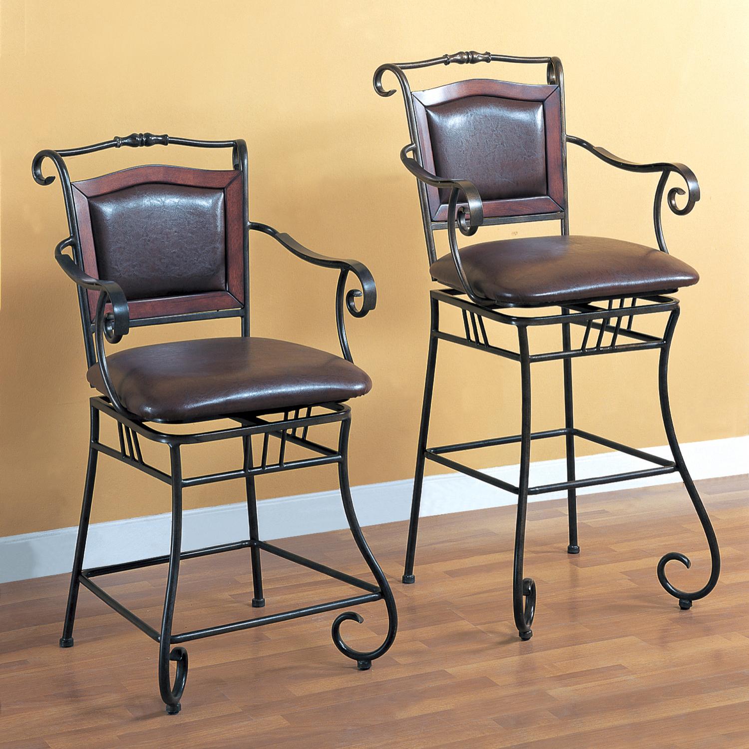 Metal Counter Height 24/" Seat Chair with Brown Upholstery by Coaster 100160