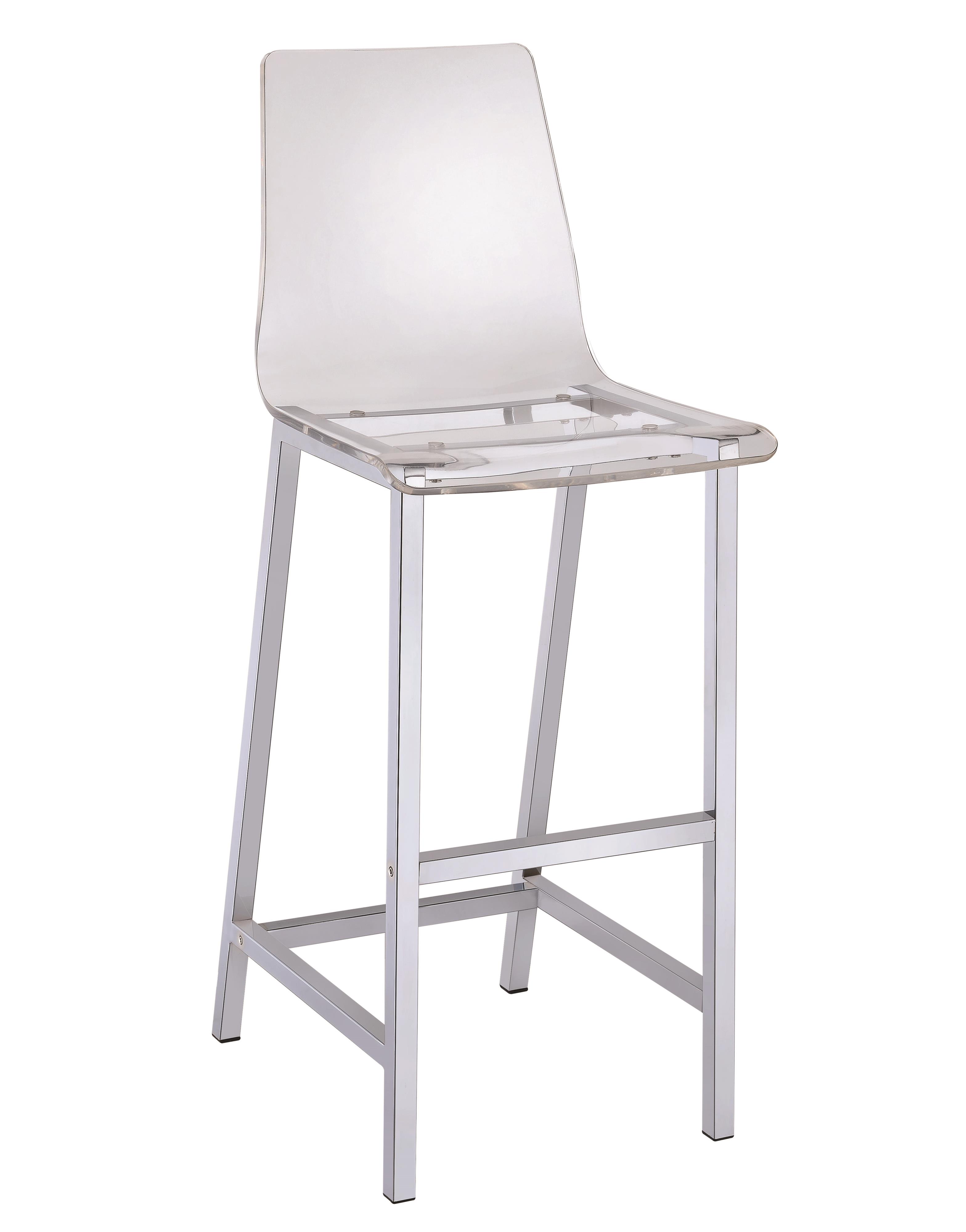 Contemporary Grey Leatherette Bar Stool Chair with Chrome Base by Coaster 105262 