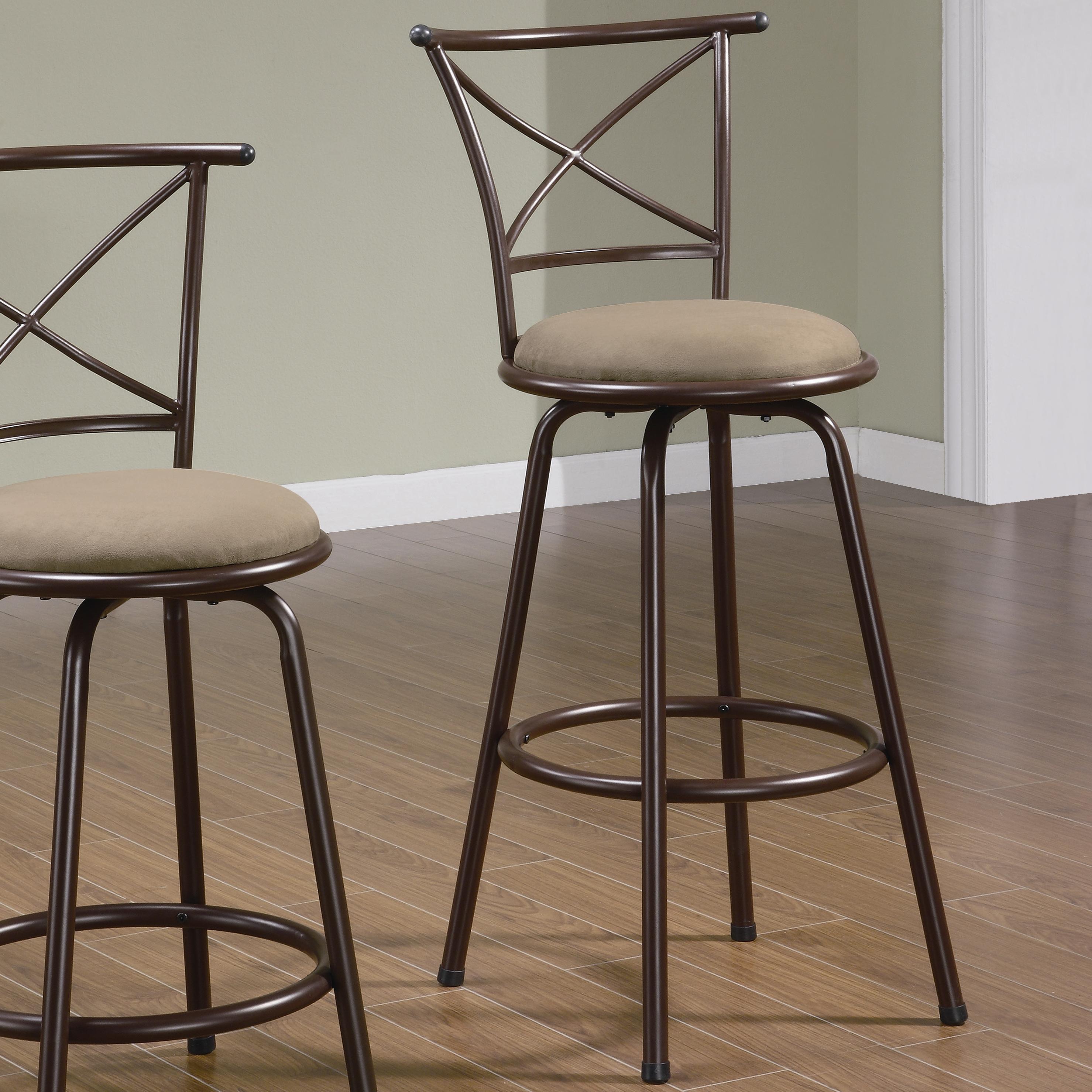 Metal Counter Height 24/" Seat Chair with Brown Upholstery by Coaster 100160