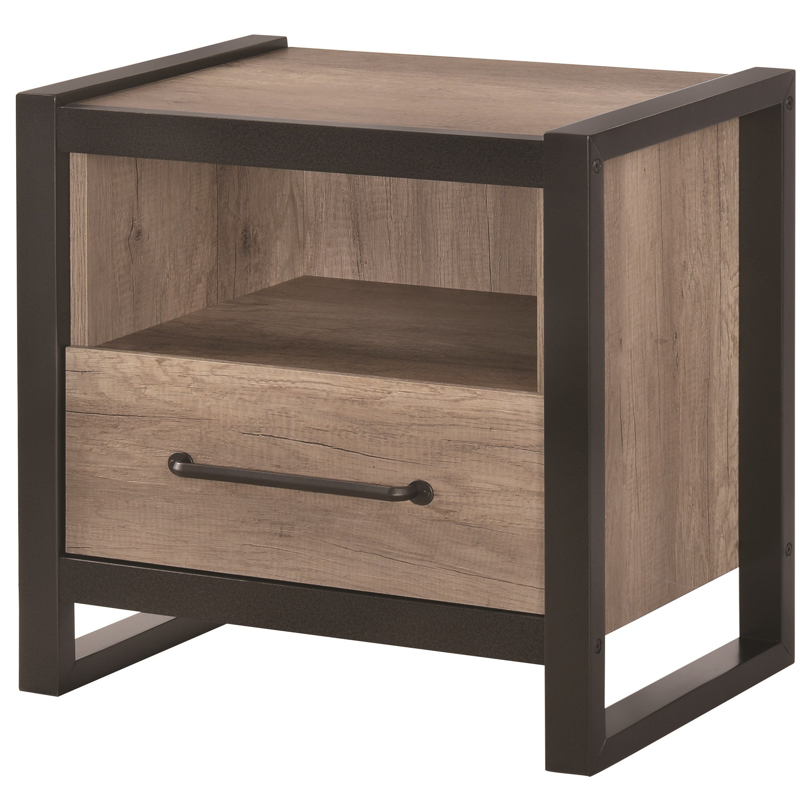 Coaster Edgewater Industrial Nightstand With Wide Metal Handle A1 Furniture Mattress Nightstands