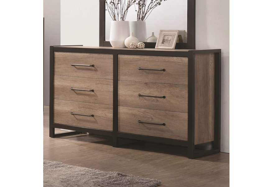 Coaster Edgewater 206273 6 Drawer Industrial Dresser W Felt Lined