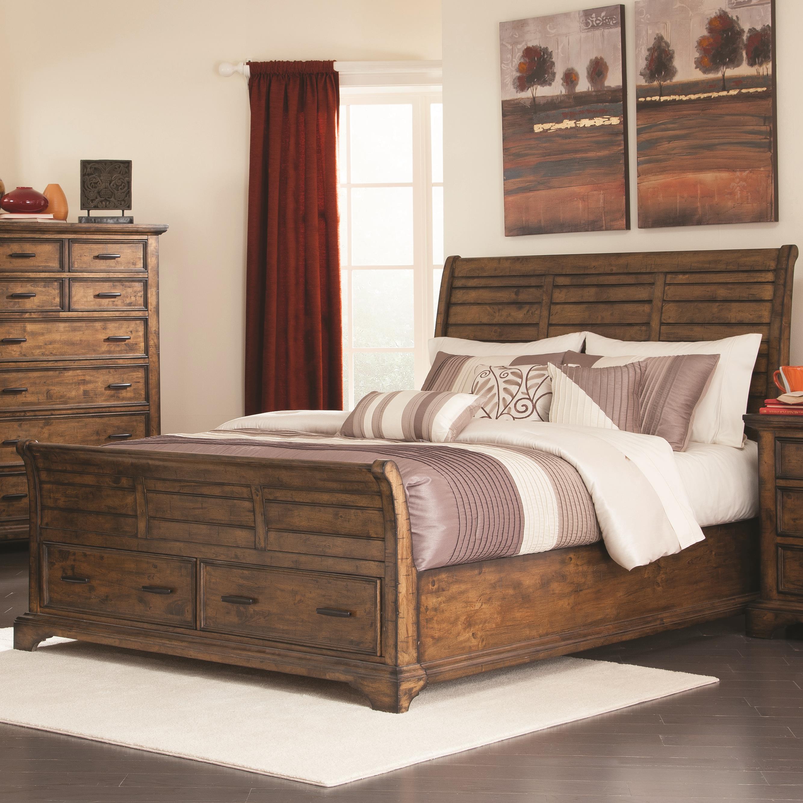 Coaster Elk Grove 203891q Queen Sleigh Bed With 2 Drawers Dunk