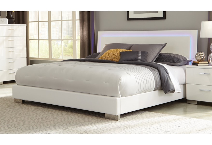 Coaster Felicity California King Low Profile Bed With Led Backlight Furniture Superstore Rochester Mn Platform Or Low Profile Bed Low Profile California King Bed