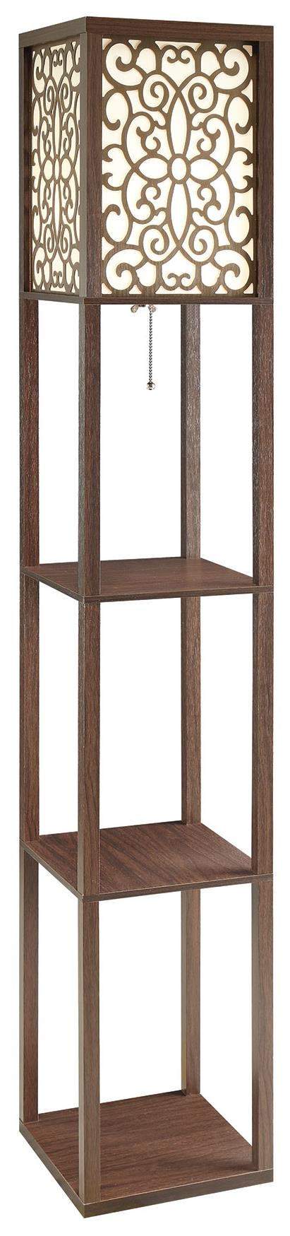 Coaster Floor Lamps Floor Lamp With 3 Shelves Floral Pattern