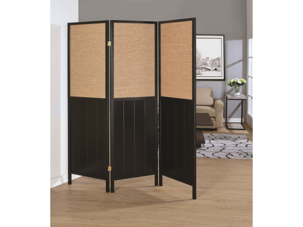 Coaster Folding Screens Three Panel Screen With Woven Panels Coaster Folding Screens Three Panel Screen With Woven Panels