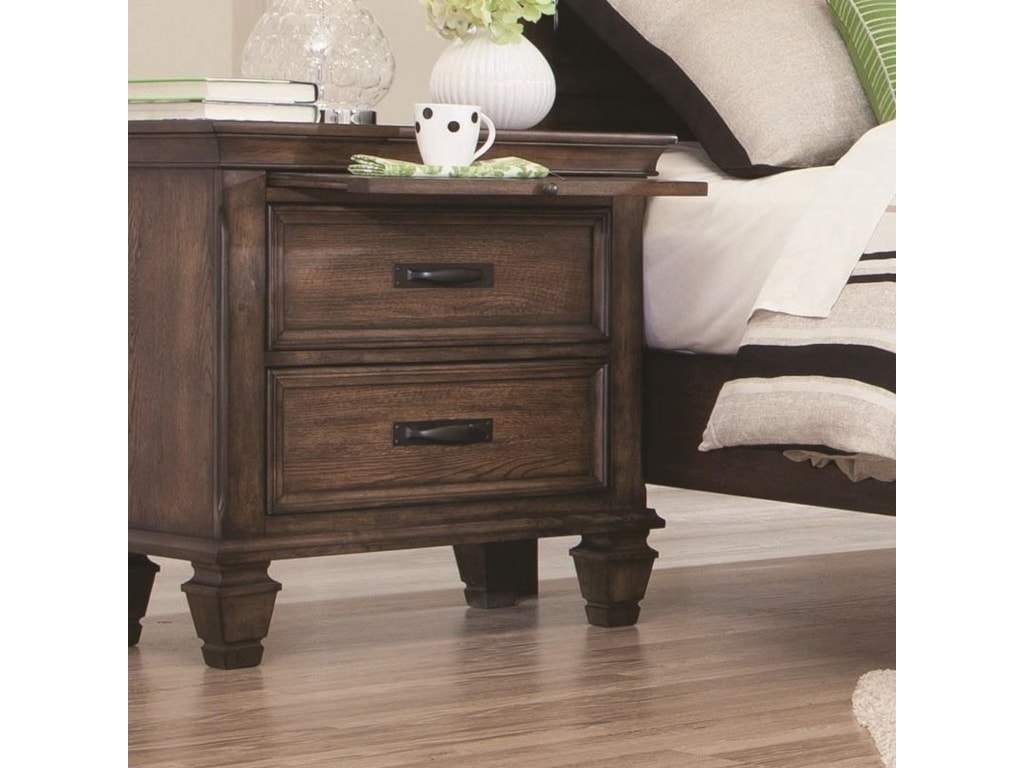 Coaster franco 200972 2 drawer nightstand with pull out tray dunk bright furniture night stands