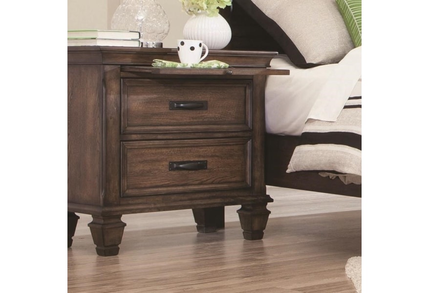 Coaster Franco 2 Drawer Nightstand with Pull Out Tray | Standard  Coaster Franco 2 Drawer Nightstand with Pull Out Tray | Standard