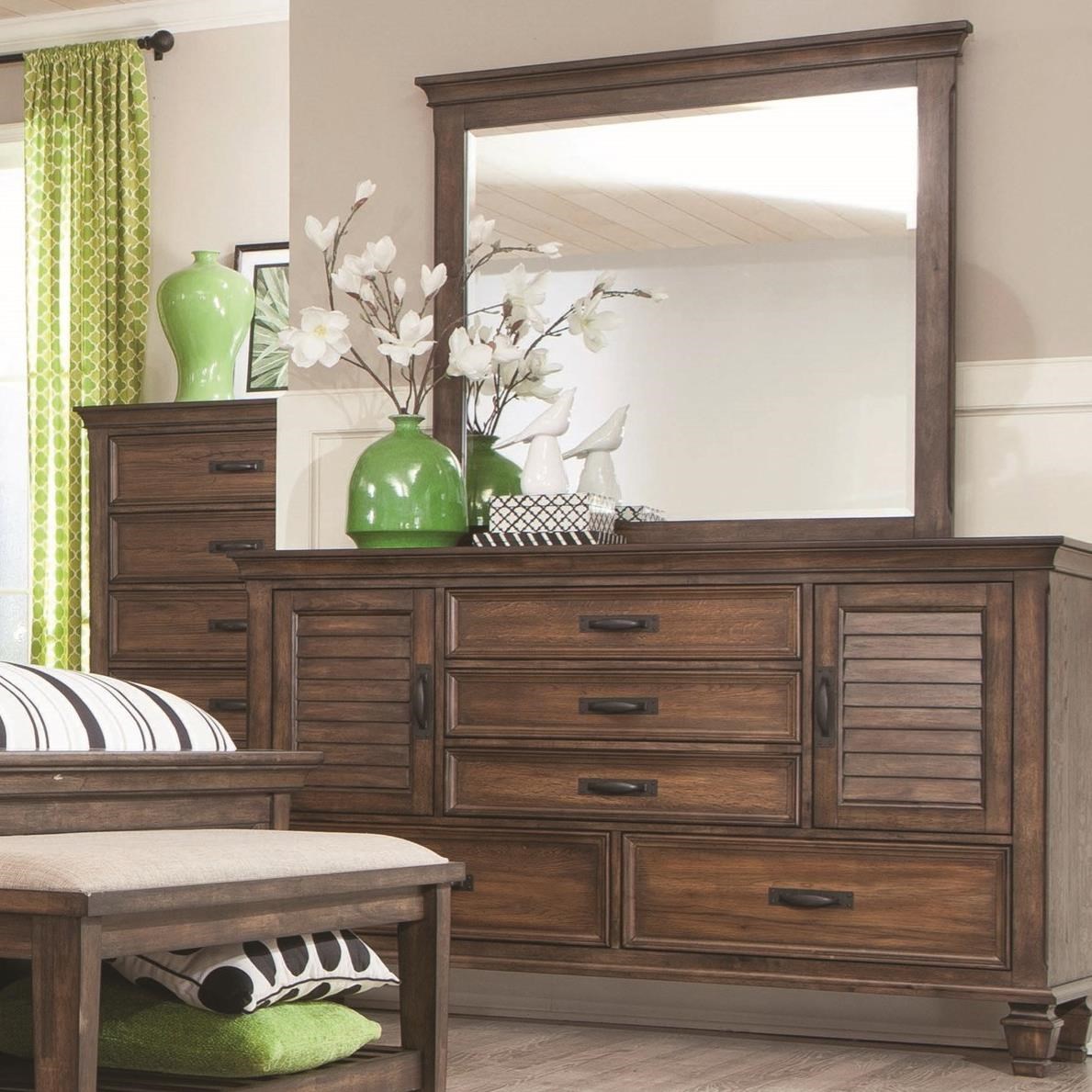 Coaster Franco 5 Drawer Dresser And Mirror Combo With Louvered