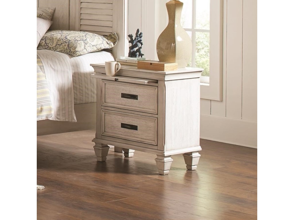 Coaster franco 205332 2 drawer nightstand with pull out tray dunk bright furniture night stands