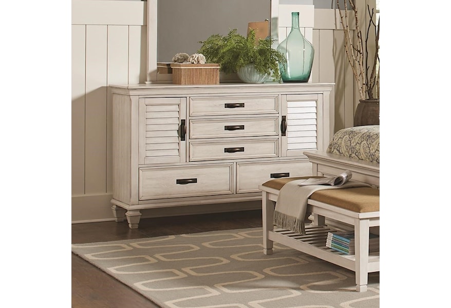 Coaster Franco 205333 5 Drawer Dresser With 2 Louvered Doors