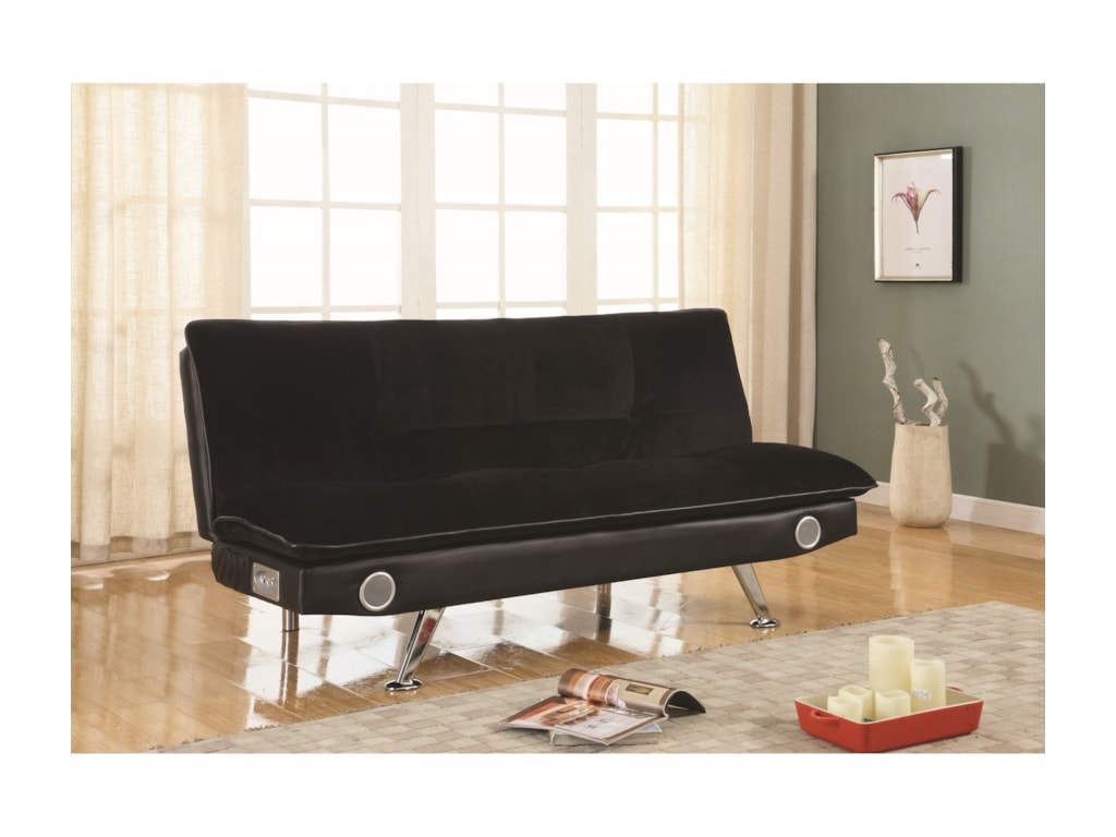 Futons Black Leatherette Sofa Bed With Bluetooth Speakers By Coaster At Value City Furniture