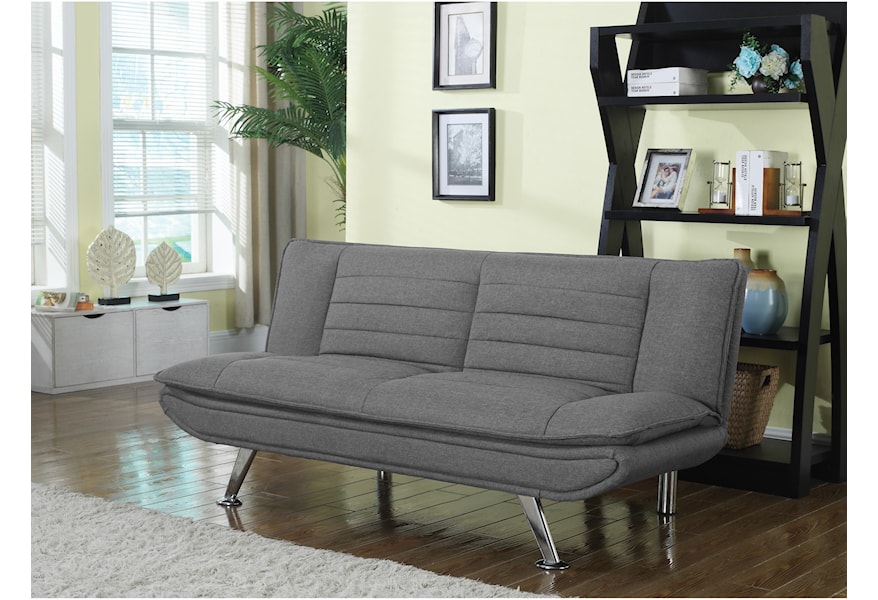 Coaster Futons Grey Sofa Bed With Chrome Legs Value City