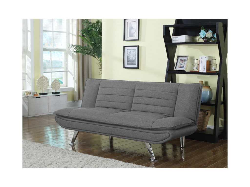 Futons Grey Sofa Bed With Chrome Legs By Coaster At Dunk Bright Furniture