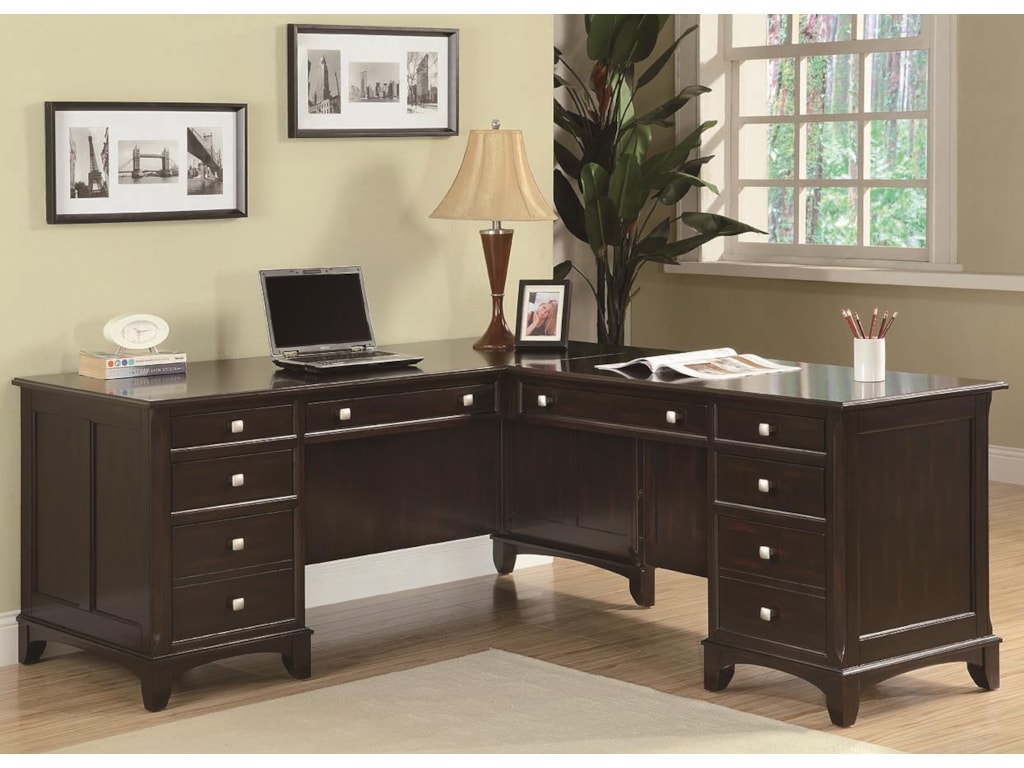 Garson L Shaped Desk With 8 Drawers By Coaster At Northeast Factory Direct Garson L Shaped Desk With 8 Drawers By Coaster At Northeast Factory Direct